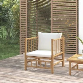 Bamboo garden sofa with cream white cushions by vidaXL, Modular outdoor sofas - Ref: Foro24-362303, Price: 135,45 €, Discount: %