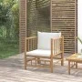 Gartensofa aus Bambus mit cremeweißen Kissen von vidaXL, Modulare Sofas für den Außenbereich - Ref: Foro24-362303, Preis: 135...