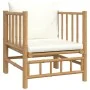 Gartensofa aus Bambus mit cremeweißen Kissen von vidaXL, Modulare Sofas für den Außenbereich - Ref: Foro24-362303, Preis: 135...