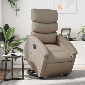 Sillón elevable eléctrico cuero artificial capuchino en Sillones | Comprar online en Foro24