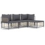 Gartenmöbel-Set 4-teilig und anthrazitgraue PE-Rattankissen von vidaXL, Outdoor-Sofas - Ref: Foro24-3186739, Preis: 309,97 €,...