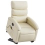 Sillón de masaje elevable eléctrico cuero sintético crema