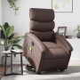 Sillón de masaje elevable eléctrico cuero sintético marrón