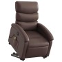 Sillón de masaje elevable eléctrico cuero sintético marrón