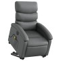 Sillón de masaje elevable eléctrico cuero sintético gris