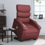 Sillón de masaje elevable eléctrico cuero artificial rojo tinto
