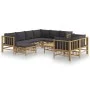 10-teiliges Gartenmöbel-Set aus Bambus mit dunkelgrauen Kissen von vidaXL, Gartensets - Ref: Foro24-3155224, Preis: 944,38 €,...