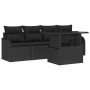 Conjunto de sofá de jardín con cojín 5 pcs Negro Poliratán