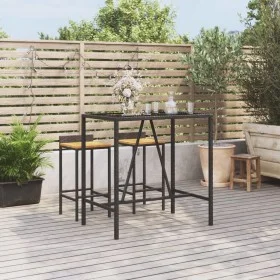 High bar table PE rattan and black glass surface 110x70x110 cm by vidaXL, Garden tables - Ref: Foro24-362588, Price: 122,74 €...