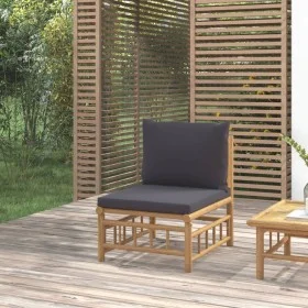 Central bamboo garden sofa with dark gray cushions by vidaXL, Modular outdoor sofas - Ref: Foro24-362309, Price: 114,25 €, Di...