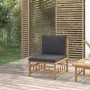 Zentrales Gartensofa aus Bambus mit dunkelgrauen Kissen von vidaXL, Modulare Sofas für den Außenbereich - Ref: Foro24-362309,...