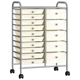 Carrito de almacenaje portátil XXL 15 cajones plástico blanco