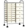 Carrito de almacenaje portátil XXL 15 cajones plástico blanco