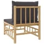 Central bamboo garden sofa with dark gray cushions by vidaXL, Modular outdoor sofas - Ref: Foro24-362309, Price: 114,25 €, Di...