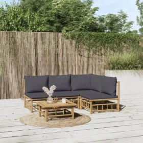 5-piece bamboo garden furniture set with dark gray cushions by vidaXL, Garden sets - Ref: Foro24-3155234, Price: 485,31 €, Di...