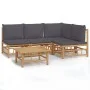 5-piece bamboo garden furniture set with dark gray cushions by vidaXL, Garden sets - Ref: Foro24-3155234, Price: 485,31 €, Di...