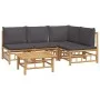 5-piece bamboo garden furniture set with dark gray cushions by vidaXL, Garden sets - Ref: Foro24-3155234, Price: 485,31 €, Di...