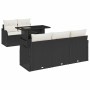 Conjunto de sofá de jardín con cojín 6 pcs Negro Poliratán