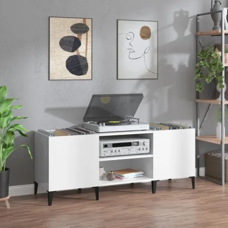 Sperrholz-Disc-Schrank glänzend weiß 121x38x48 cm von vidaXL, CD- und DVD-Speicher - Ref: Foro24-831935, Preis: 73,76 €, Raba...