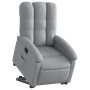 Sillón reclinable elevable de tela gris claro