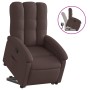 Sillón reclinable elevable tela marrón oscuro