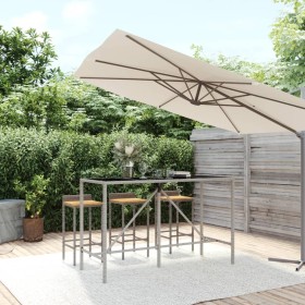 High bar table with gray PE rattan glass surface 180x70x110 cm by vidaXL, Garden tables - Ref: Foro24-362592, Price: 93,52 €,...