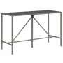 High bar table with gray PE rattan glass surface 180x70x110 cm by vidaXL, Garden tables - Ref: Foro24-362592, Price: 92,59 €,...