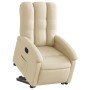 Sillón reclinable elevable de tela color crema
