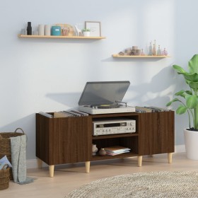 Mueble de discos madera contrachapada roble marrón 121x38x48 cm