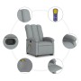 Sillón de masaje reclinable de pie de tela gris claro