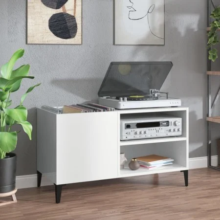 Glossy white plywood disc cabinet 84.5x38x48 cm by vidaXL, CD and DVD storage - Ref: Foro24-831951, Price: 65,09 €, Discount: %