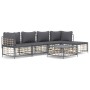 Gartenmöbel-Set 6-teilig anthrazitfarbene Kissen PE-Rattan von vidaXL, Outdoor-Sofas - Ref: Foro24-3186745, Preis: 459,41 €, ...