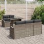 Conjunto de sofá de jardín con cojín 6 pcs Gris Poliratán