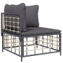 Gartenmöbel-Set 6-teilig anthrazitfarbene Kissen PE-Rattan von vidaXL, Outdoor-Sofas - Ref: Foro24-3186745, Preis: 459,41 €, ...