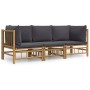 3-teiliges Gartenmöbel-Set aus Bambus mit dunkelgrauen Kissen von vidaXL, Gartensets - Ref: Foro24-3155215, Preis: 321,09 €, ...