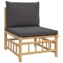 3-teiliges Gartenmöbel-Set aus Bambus mit dunkelgrauen Kissen von vidaXL, Gartensets - Ref: Foro24-3155215, Preis: 317,77 €, ...