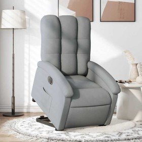 Sillón eléctrico reclinable elevable de tela gris claro Sillón eléctrico reclinable elevable de tela gris claro