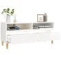 Glossy white plywood TV cabinet 100x34.5x44.5cm by vidaXL, TV Furniture - Ref: Foro24-831895, Price: 69,54 €, Discount: %