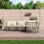 Gartenmöbel-Set 4-teilig und anthrazitfarbene PE-Rattan-Kissen von vidaXL, Outdoor-Sofas - Ref: Foro24-3186746, Preis: 357,80...