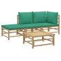 4-teiliges Gartenmöbel-Set aus Bambus mit grünen Kissen von vidaXL, Gartensets - Ref: Foro24-3155144, Preis: 254,09 €, Rabatt: %