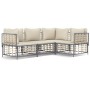 Gartenmöbel-Set 4-teilig und anthrazitfarbene PE-Rattan-Kissen von vidaXL, Outdoor-Sofas - Ref: Foro24-3186746, Preis: 357,80...
