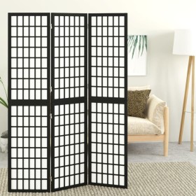 Biombo plegable con 3 paneles estilo japonés negro 120x170 cm