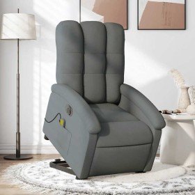 Sillón de masaje eléctrico reclinable elevable tela gris oscuro Sillón de masaje eléctrico reclinable elevable tela gris oscuro