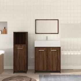 3-teiliges Badezimmermöbel-Set aus braunem Eichensperrholz von vidaXL, Badezimmermöbel - Ref: Foro24-3154408, Preis: 92,17 €,...