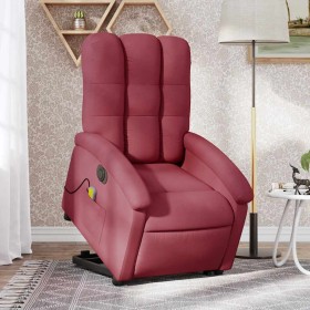 Sillón de masaje elevable eléctrico tela rojo tinto