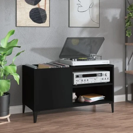 Black plywood record cabinet 84.5x38x48 cm by vidaXL, CD and DVD storage - Ref: Foro24-831950, Price: 67,45 €, Discount: %