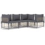 Gartenmöbel-Set 4-teilig und anthrazitgraue PE-Rattankissen von vidaXL, Outdoor-Sofas - Ref: Foro24-3186747, Preis: 342,91 €,...