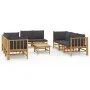 9-piece bamboo garden furniture set with dark gray cushions by vidaXL, Garden sets - Ref: Foro24-3155219, Price: 937,47 €, Di...