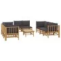 9-piece bamboo garden furniture set with dark gray cushions by vidaXL, Garden sets - Ref: Foro24-3155219, Price: 937,47 €, Di...