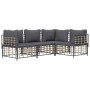 Gartenmöbel-Set 4-teilig und anthrazitgraue PE-Rattankissen von vidaXL, Outdoor-Sofas - Ref: Foro24-3186747, Preis: 342,91 €,...